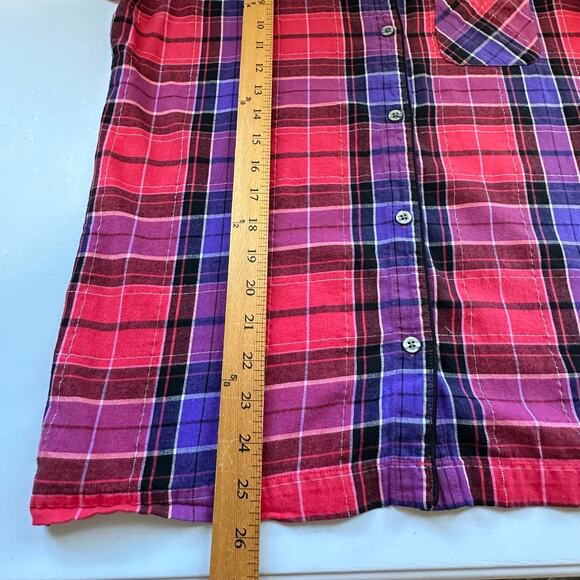 Victorias Secret Pajama Set Women Small Red Metallic Plaid Flannel Pants Holiday - Picture 15 of 16